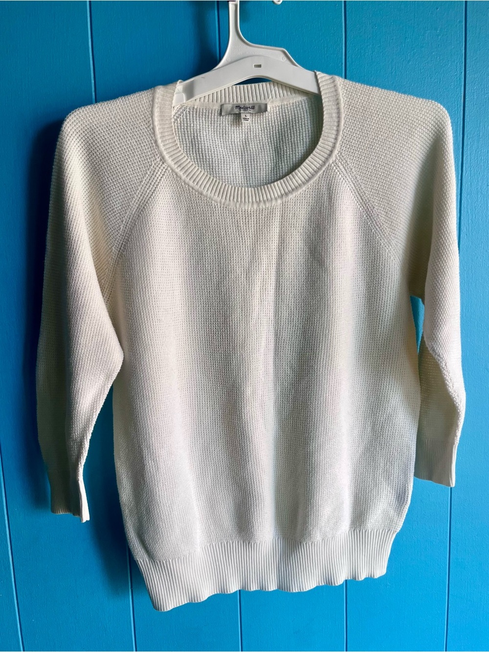 Madewell Cream Ribbed Crewneck Sweater